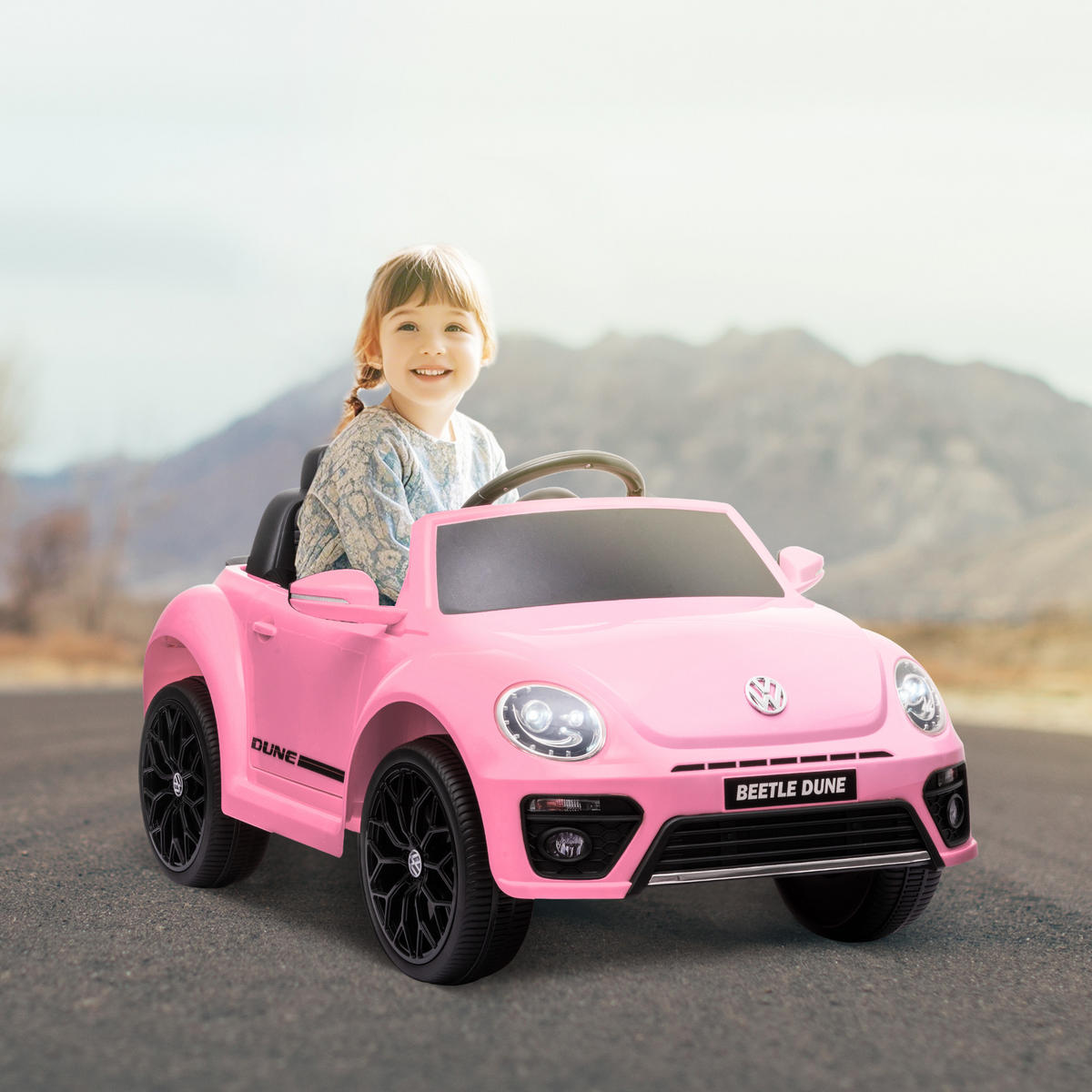 KINDER Elektroauto 12V Kinderauto mit 2,4G Fernbedienung, Musik, Hupe, 3-5 km/h - Rosa, Kunststoff (97/56.5/46cm) - AIYAPLAY