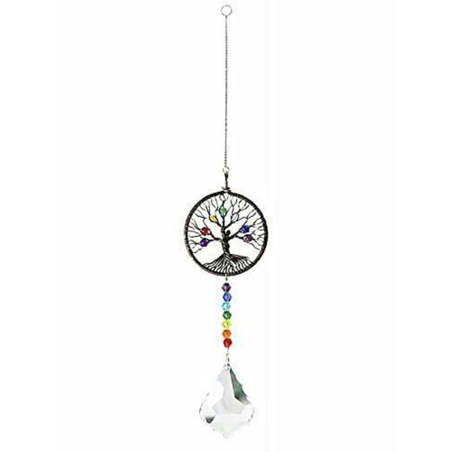 WINDSPIEL Lebensbaum Kristall Anhänger Schwarz - Multicolor, Metall (34.8/5/5cm)