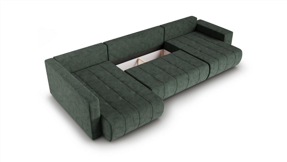 WOHNLANDSCHAFT Armanda - Grün, Holzwerkstoff/Textil (392/83/185cm) - Fun Möbel