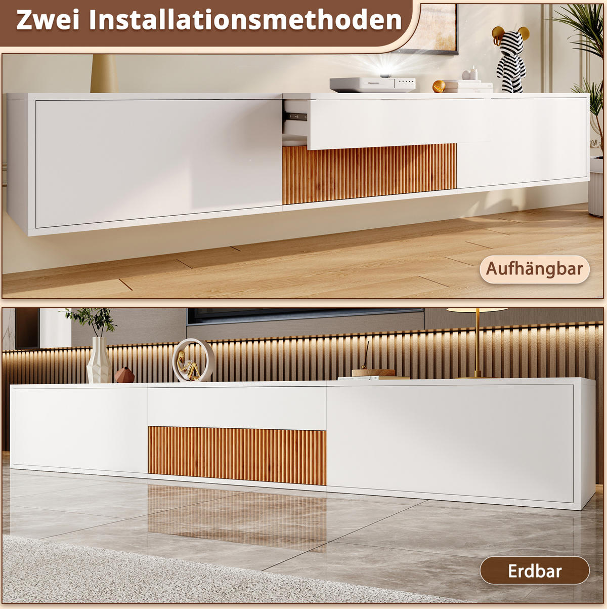TV-LOWBOARD 180/34/30 cm Weiß aus Spanplatte mit Projektorablage - Weiß, Holzwerkstoff (34/30/180cm) - OKWISH