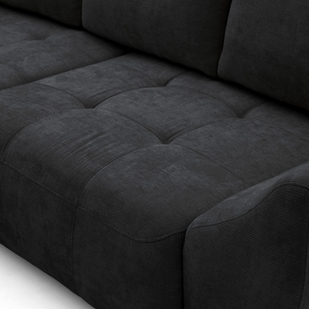 ECKSOFA NICE L Links mit Schlaffunktion 137x204 Chenille Anthrazit - Anthrazit/Schwarz, Holz/Textil (260/165cm) - Muffo