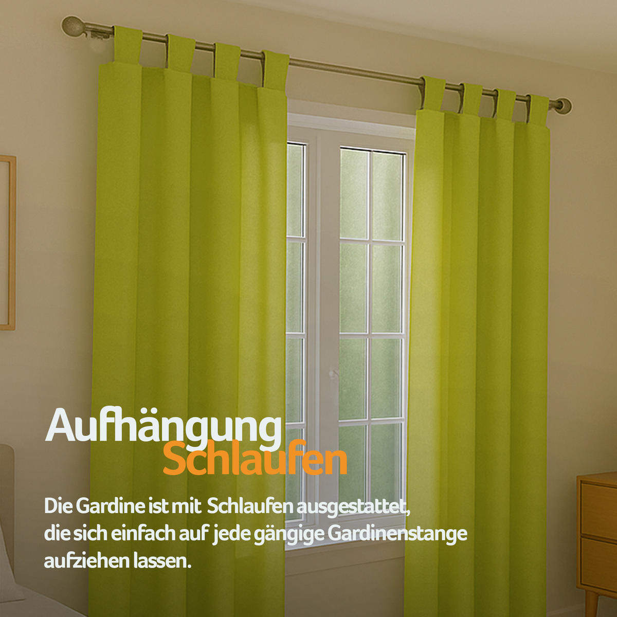 SCHLAUFENSCHAL blickdicht 140x245 cm Grün 2er-Pack - Grün, Textil (140/245cm)