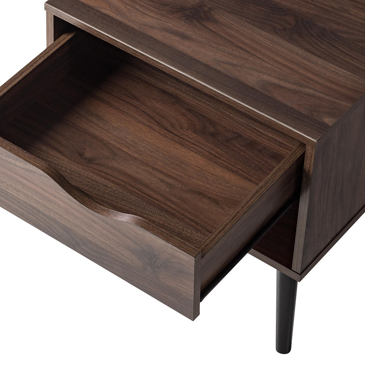 NACHTKOMMODE mit 1 schublade - Walnuss Dekor - Walnussfarben/Schwarz, Holzwerkstoff (50/49/39cm) - home24