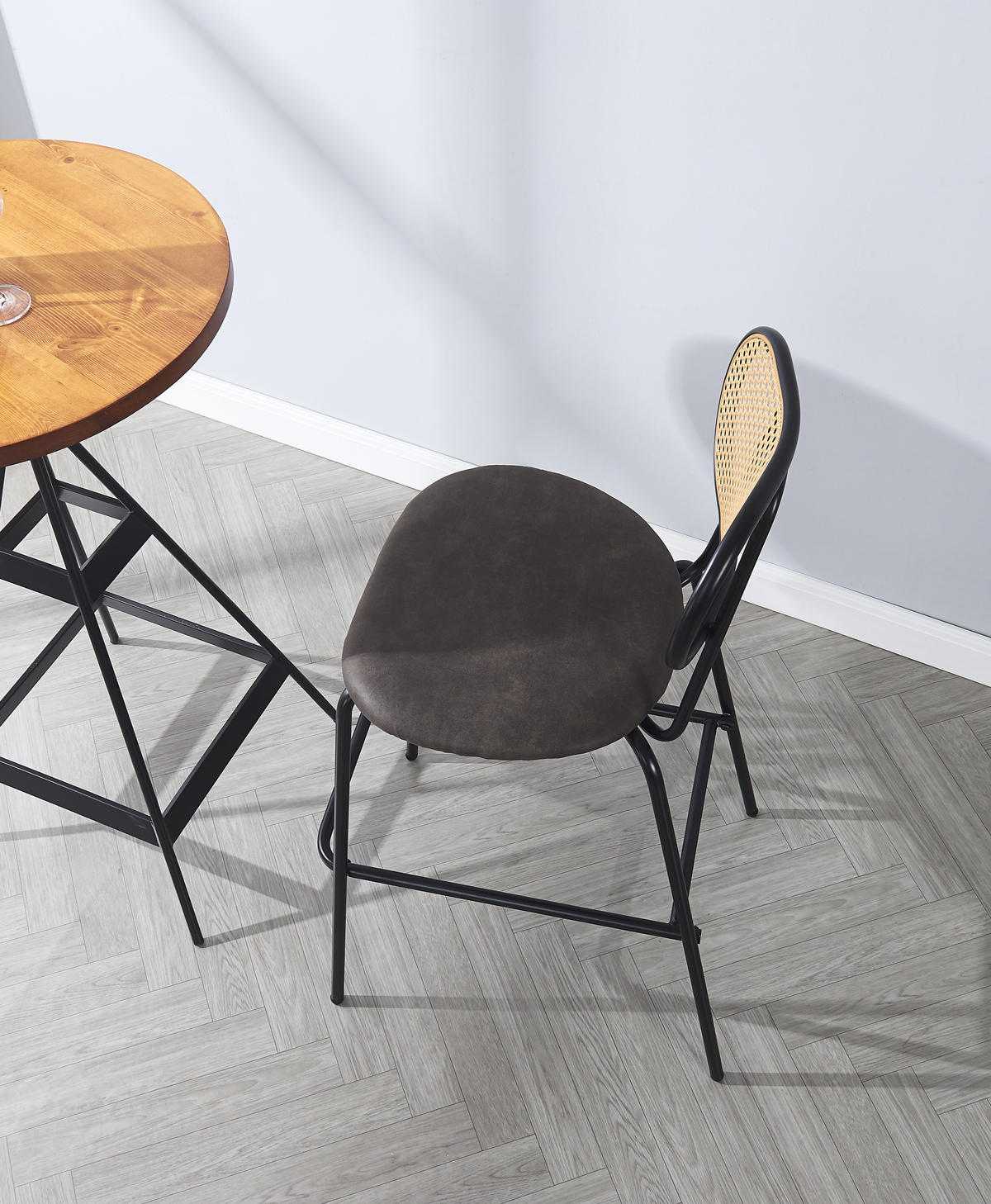 BARHOCKER 2er-Set Rattan Schwarz - Schwarz, Holz (48/108/60cm) - Nordlys