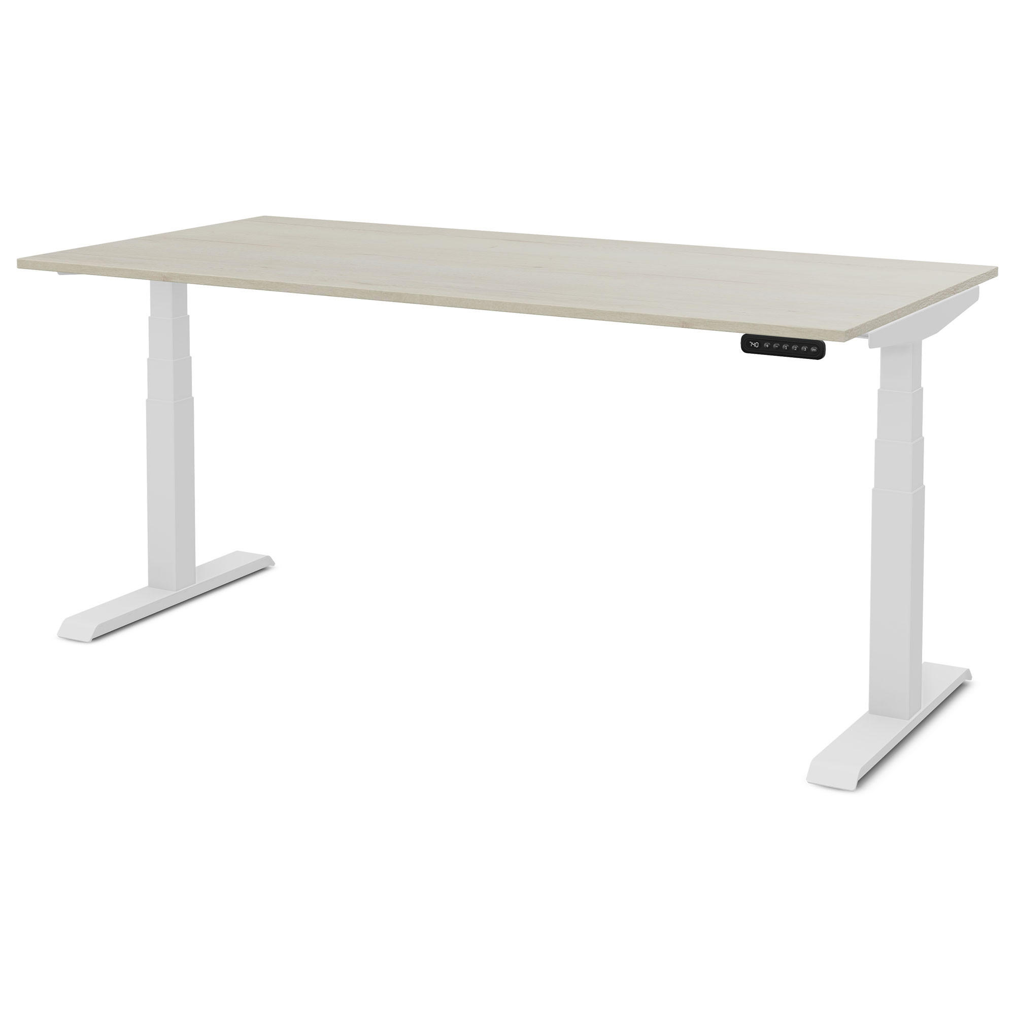 SCHREIBTISCH Elektrisch Höhenverstellbarer Familien Schreibtisch Pitino Eiche Polar Signalweiß 160/70/52.5-121cm - Eiche Bianco/Weiß, Holzwerkstoff/Metall (70/160/121cm) - ASSMANN