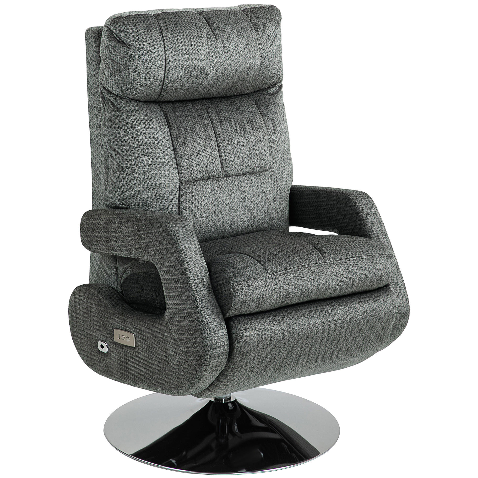 RECLINER-SESSEL DE-06395 elektrisch, 145° neigbar, USB Grau - Dunkelgrau, Textil/Metall (69/124/84cm) - ComfortXL