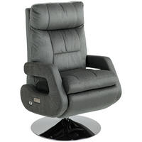 RECLINER-SESSEL DE-06395 elektrisch, 145° neigbar, USB Grau - Dunkelgrau, Textil/Metall (69/124/84cm) - ComfortXL