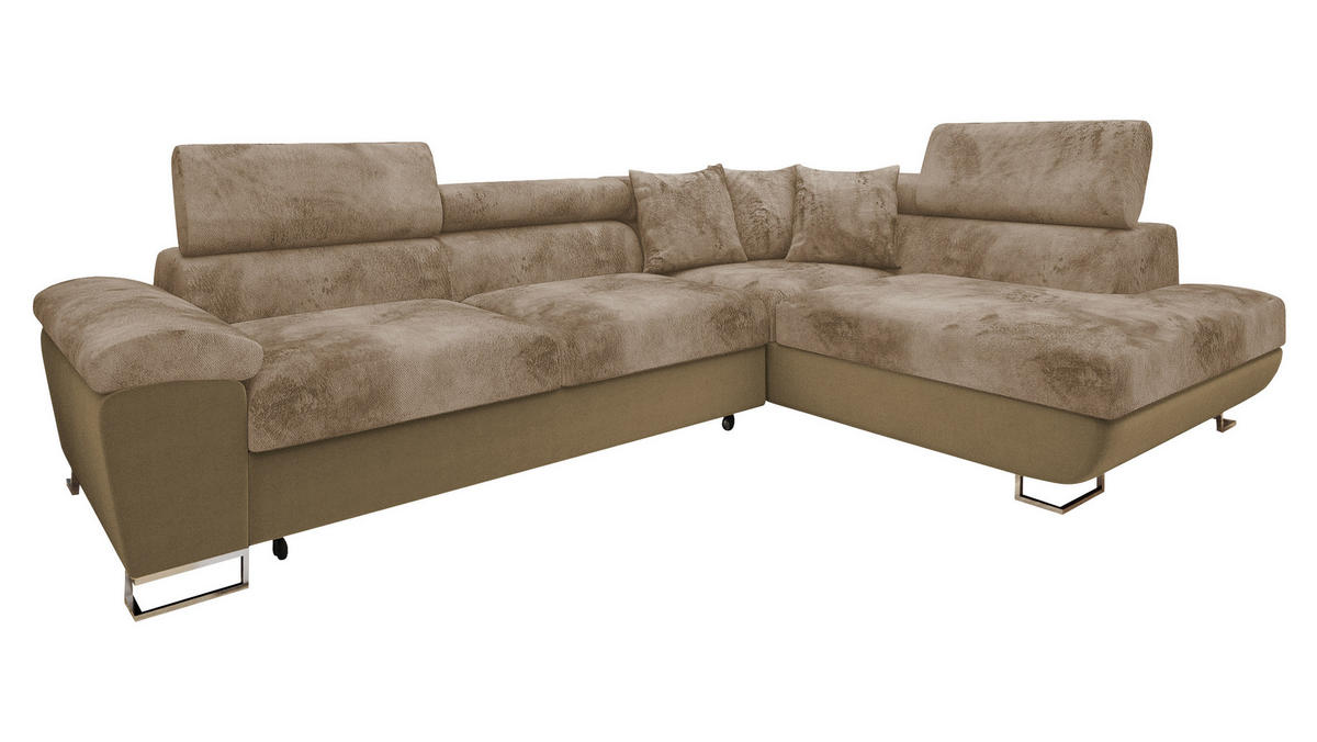 ECKSOFA Cotere Premium, Seite: Rechts - Hellbraun, Holz/Textil (270/202cm) - MIRJAN24