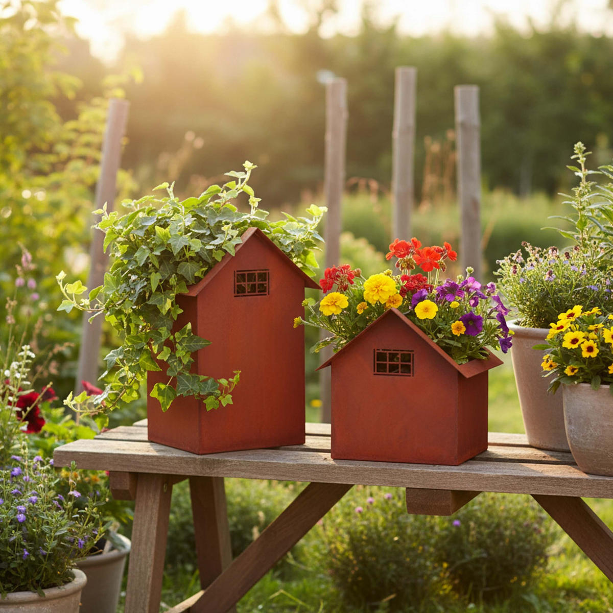 2-TLG.GARTENDEKO - Braun, Metall (28cm) - Relaxdays