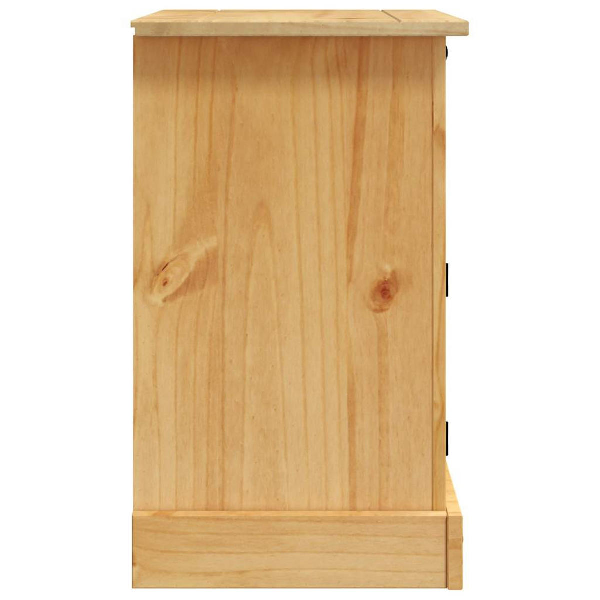 NACHTTISCH Im Mexiko-Stil mit 1 Schublade, 1 Tür 53/39/66 cm aus Massivholz Kiefer - Schwarz/Braun, Holz/Metall (53/66/39cm) - vidaXL