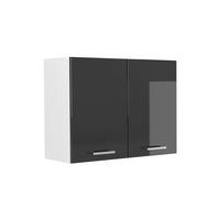 KÜCHENGLASSCHRANK R-Line, Anthrazit Hochglanz/Weiß, 80 cm - Anthrazit/Weiß, Holzwerkstoff (80/60/31cm) - Vicco