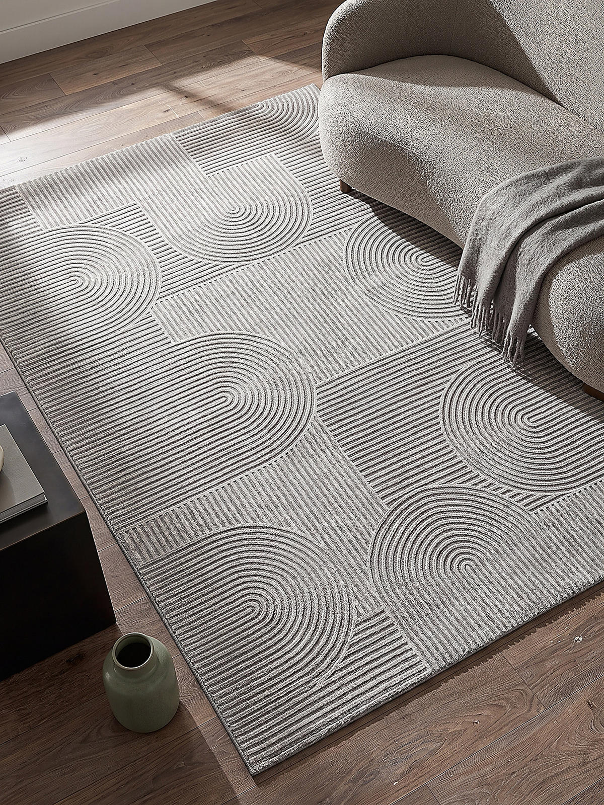 TEPPICH Kurzflor ERESMA Geometrisch Polyester Grau 160 x 230 cm - Grau, Textil (160/230cm) - KADIMA DESIGN