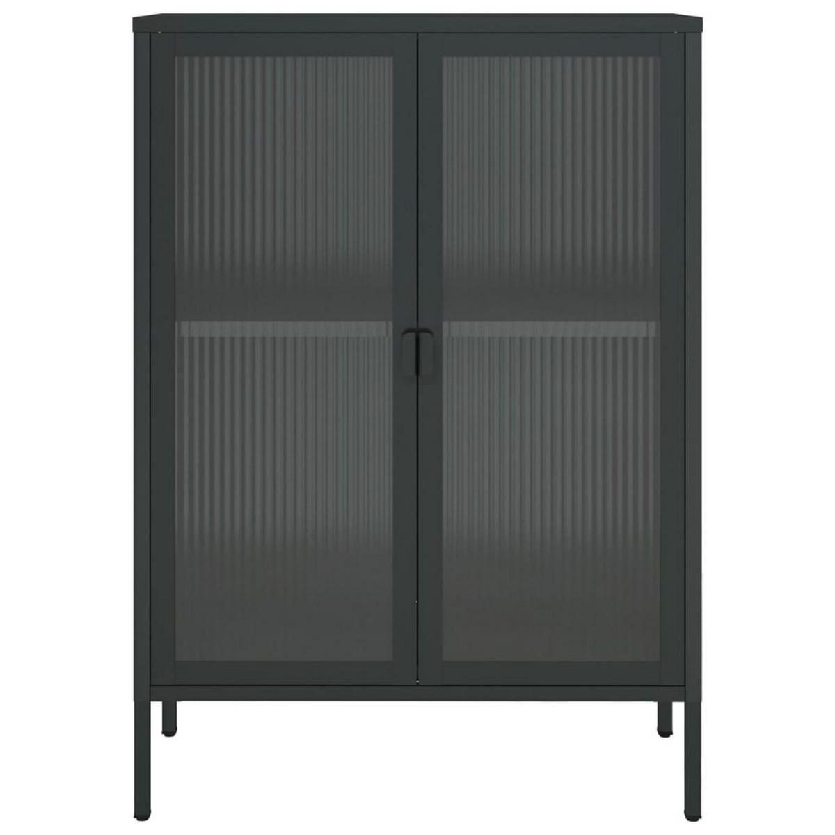 SIDEBOARD mit Glastüren, 75/35/105 cm, aus Stahl, in Schwarz - Schwarz, Metall (75/105/35cm) - vidaXL