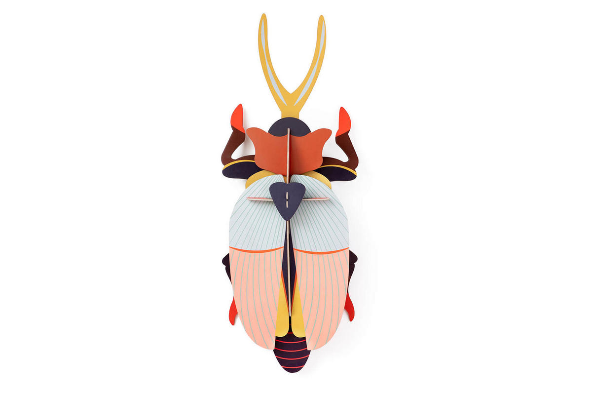 WANDDEKO Leucht Nashornkäfer 26/10 cm - Pink/Multicolor, Wellpappe (26/10/67cm) - KUNSTLOFT