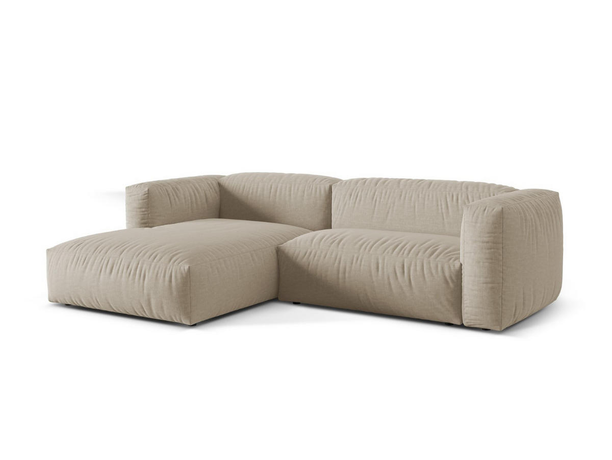 ECKSOFA modular links Martina aus strukturiertem Stoff leichtes beige 2 Sitzplätze - Creme, Textil (176/283cm) - Micadoni