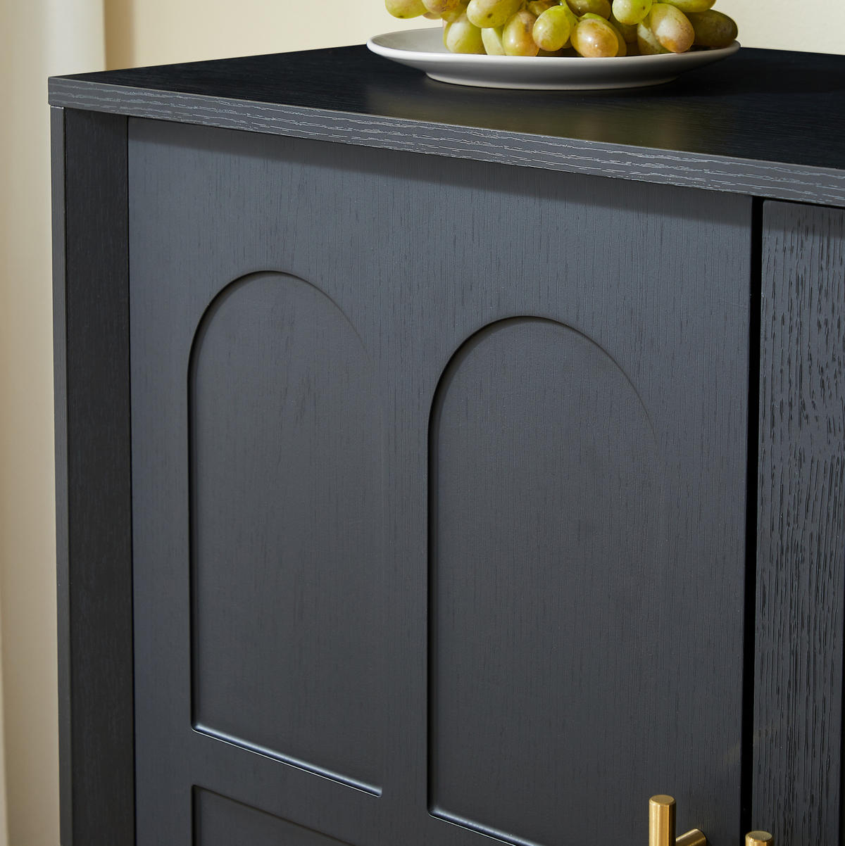 SIDEBOARD 169/40/80 cm mit verstellbaren Einlegeböden und Kippschutz, MDF mit geschwungenen Türen, Schwarz - Schwarz, Holzwerkstoff (169/80/40cm) - Redom