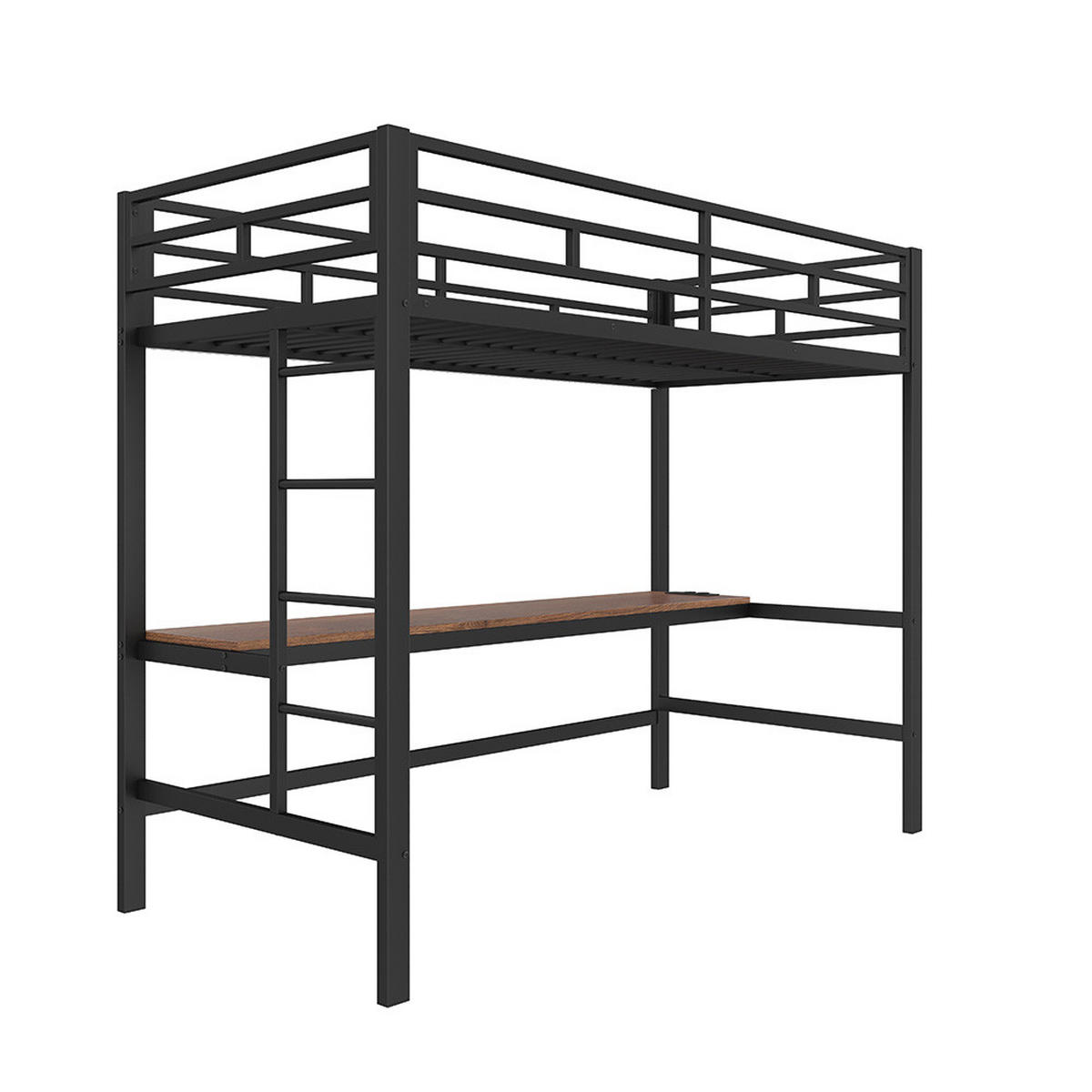 HOCHBETT 90x200cm mit mit USB und Steckdose，Schwarz - Schwarz, Metall (90/200cm) - KOMHTOM