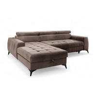ECKSOFA L Form Arkucio Mini Braun 260/200/95 cm Links mit Schlaffunktion - Schwarz/Braun, Textil/Metall (200/260cm) - AX Living