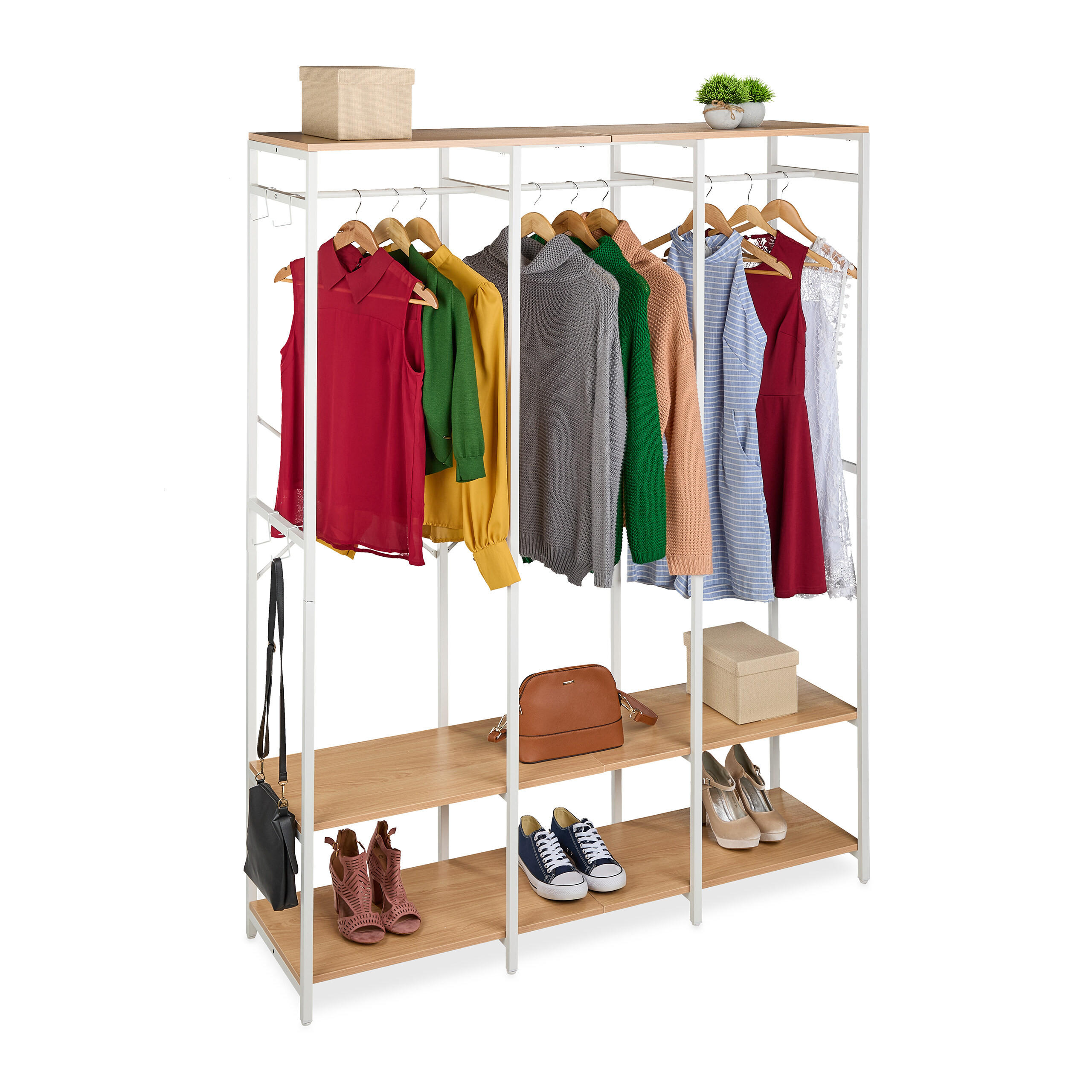 GARDEROBE - Weiß, Holzwerkstoff/Metall (141/180/40cm) - Relaxdays