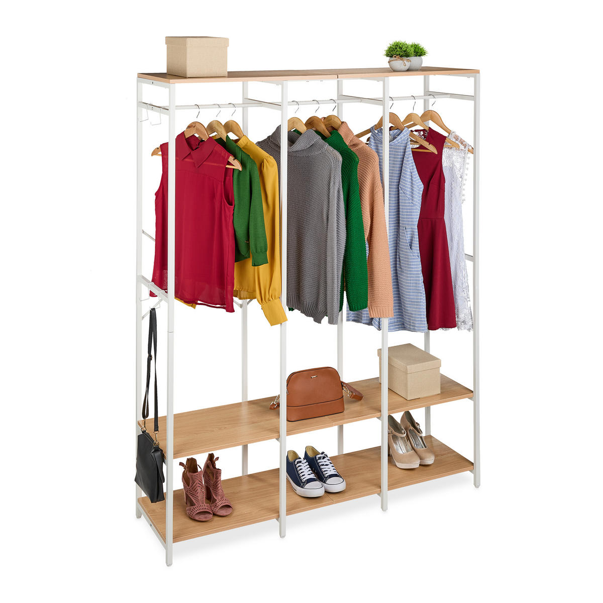 GARDEROBE - Weiß, Holzwerkstoff/Metall (141/180/40cm) - Relaxdays