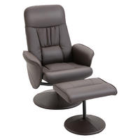 RELAXSESSEL mit Hocker, Fernsehsessel, TV Sessel mit Liegefunktion, Kunstleder - Braun, Metall (76/101/81cm) - HOMCOM