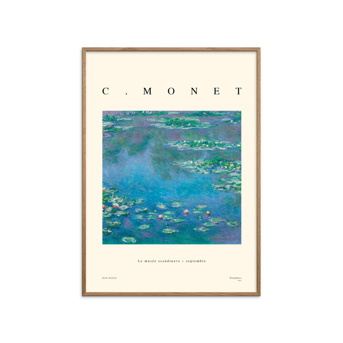 POSTER mit Rahmen Arch Atelier - Claude Monet — Nénuphars - Blau/Eichefarben, Holz/Papier (50/70cm) - Poster&Frame