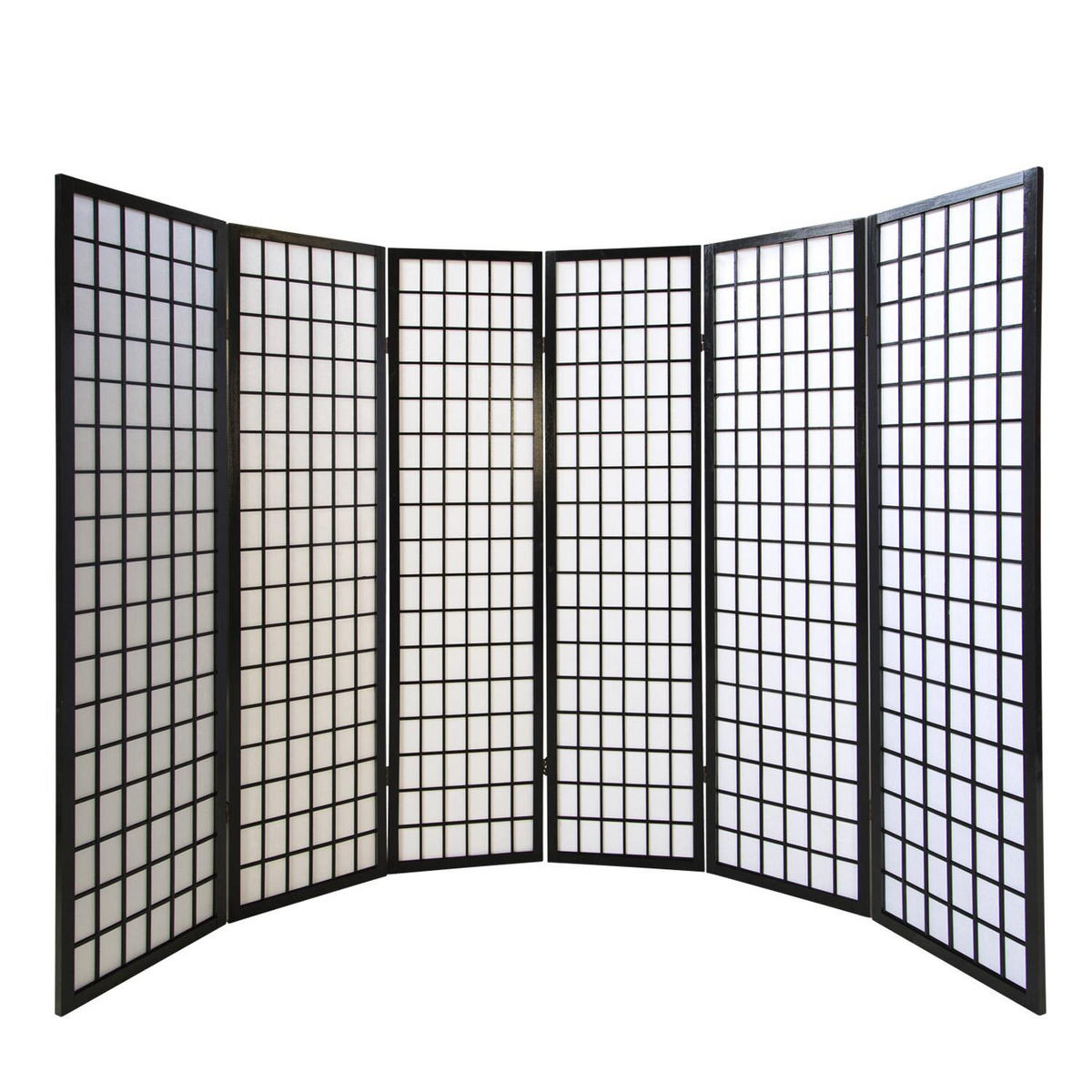PARAVENT 6-tlg. 264/175 cm Schwarz Shoji - Schwarz, Holz (264/175/2cm) - Homestyle4u