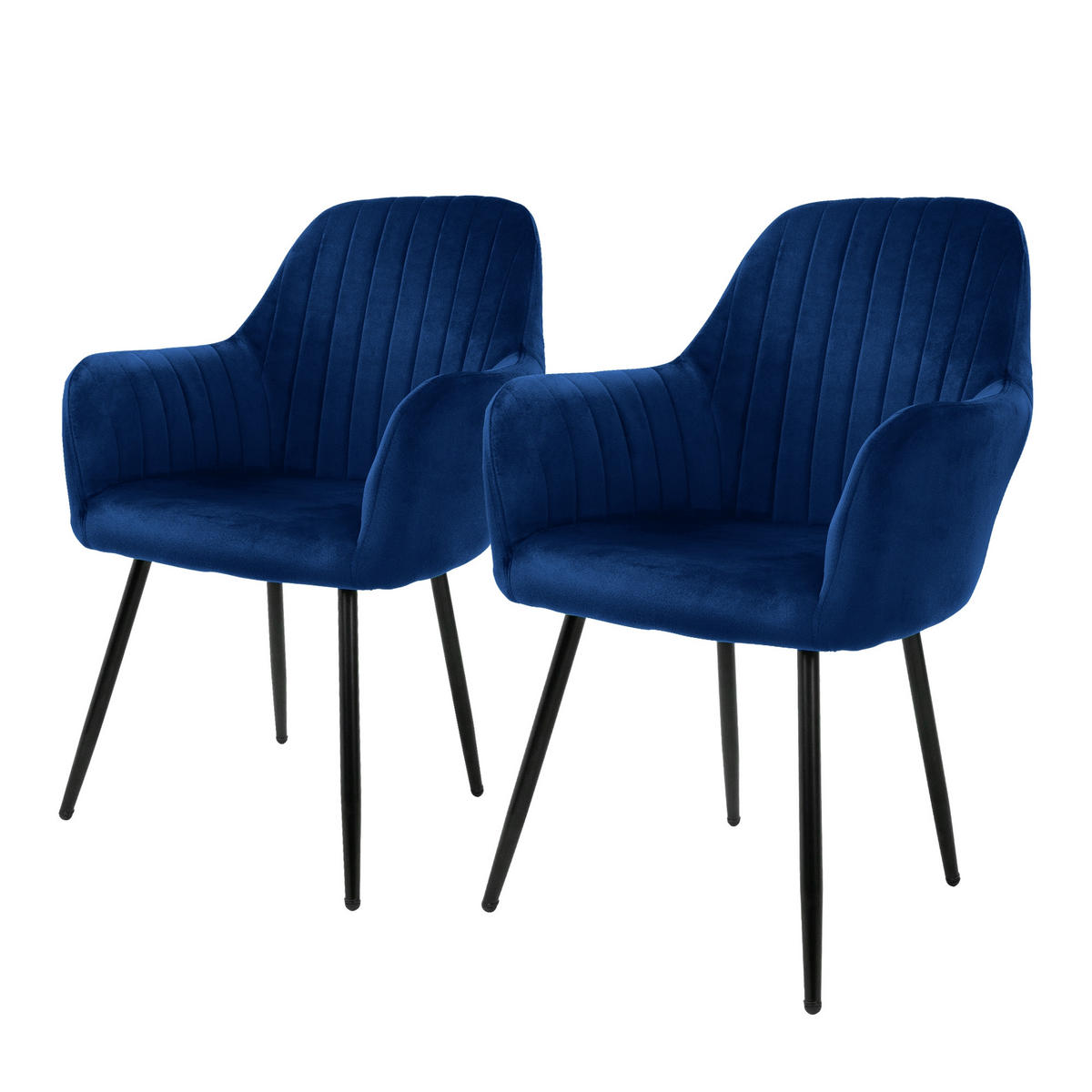 STUHL Samt blau - Blau, Metall (60/84/58cm) - ML-DESIGN