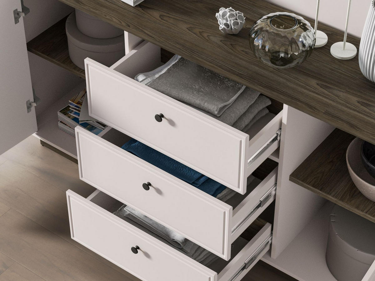 SIDEBOARD Vilavio Kaschmir/Eicheoptik Dunkel 180 cm - Taupe/Dunkelbraun, Holzwerkstoff/Metall (180/85/40cm) - Selsey