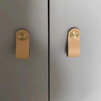 MÖBELGRIFF 10er-Set Leder - Beige, Metall (0.25/1/1.2cm)