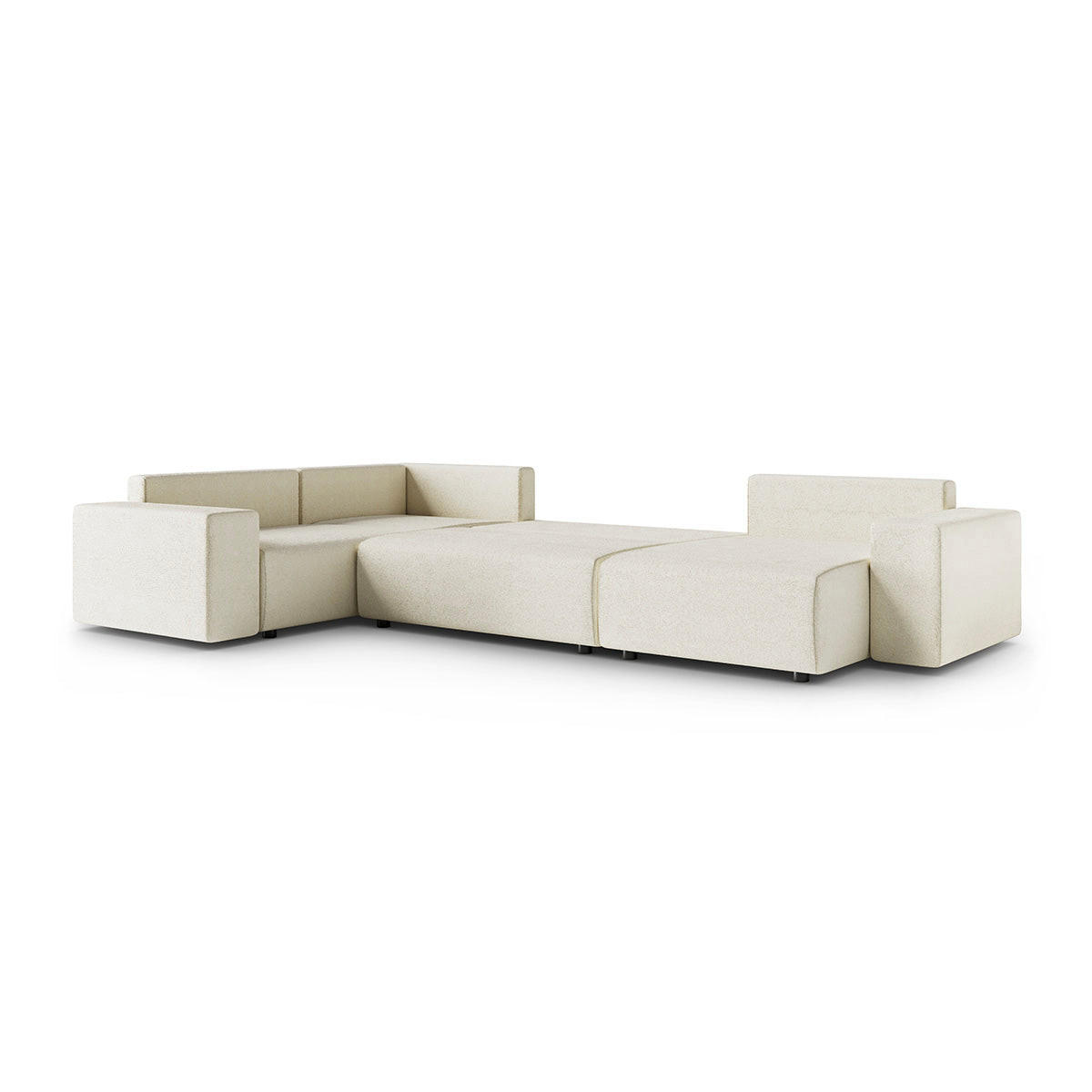 PANORAMASOFA Lorenzo 5 Sitzplätze Weiß - Weiß, Holz (378/85/236cm) - Petits-meubles