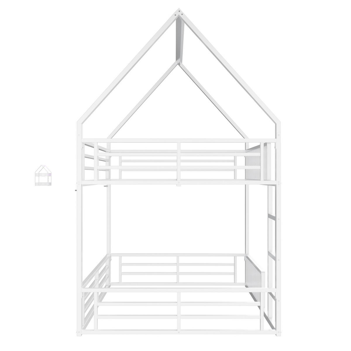 ETAGENBETT Modell Weiß 140 x 200 cm Hausform - Weiß, Metall (140/200cm) - ComfortXL