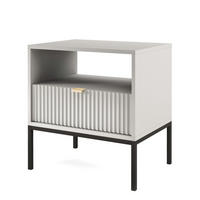 NACHTTISCH NANAIMO STO2-1S Profilierte Fronten, Grau - Grau, Holzwerkstoff/Kunststoff (54/56/39cm) - Komodee