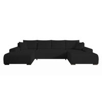 WOHNLANDSCHAFT Nelly U mit Bettkasten und Schlaffunktion, Cordstoff in U-Form - Schwarz, Textil (349/80/185cm)