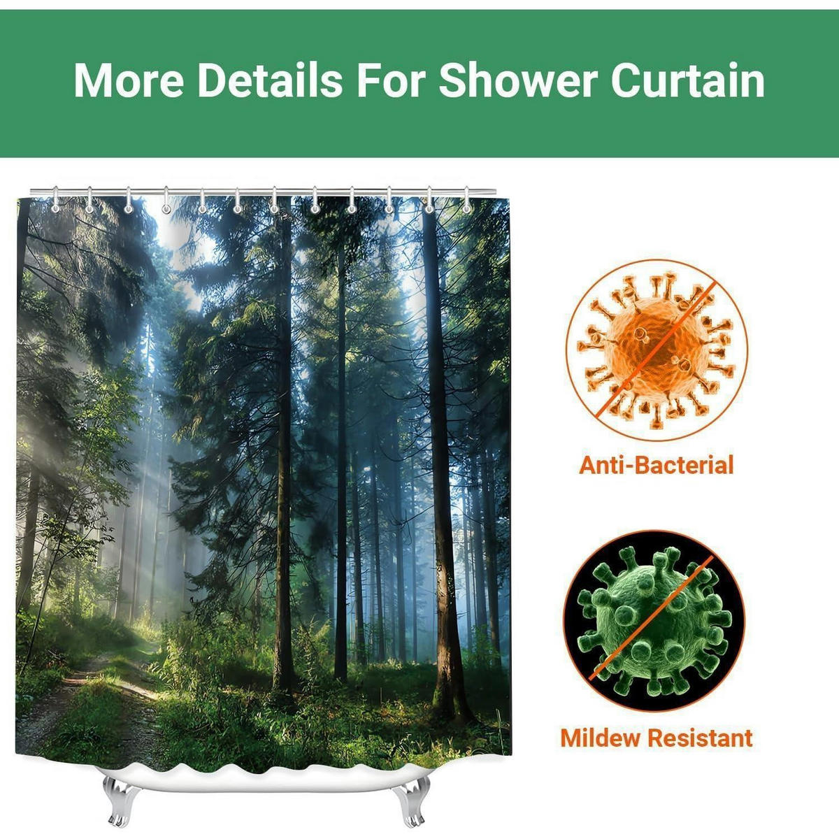 DUSCHVORHANG Sunshine Forest 240 x 180 cm Textil Wasserabweisend Waschbar - Multicolor, Textil (240/180cm)