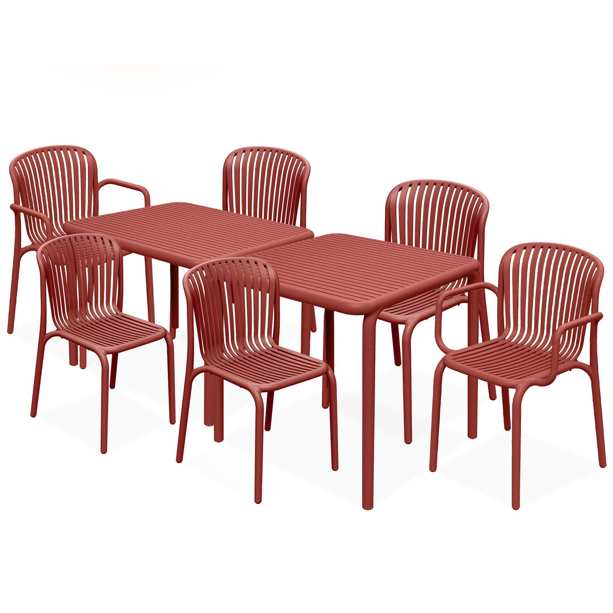 GARTEN ESSGRUPPE FICCARI, Gartenmöbel-Set 8-tlg, Rot - Rot, Kunststoff - KONSIMO®