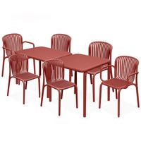 GARTEN ESSGRUPPE FICCARI, Gartenmöbel-Set 8-tlg, Rot - Rot, Kunststoff - KONSIMO®