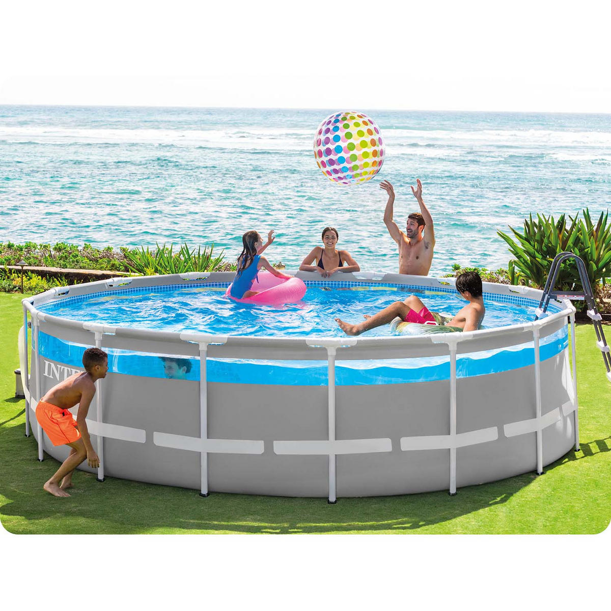 POOL SET 488 x 122 cm, 11in1 - 26730 - Grau, Textil (488/122cm)