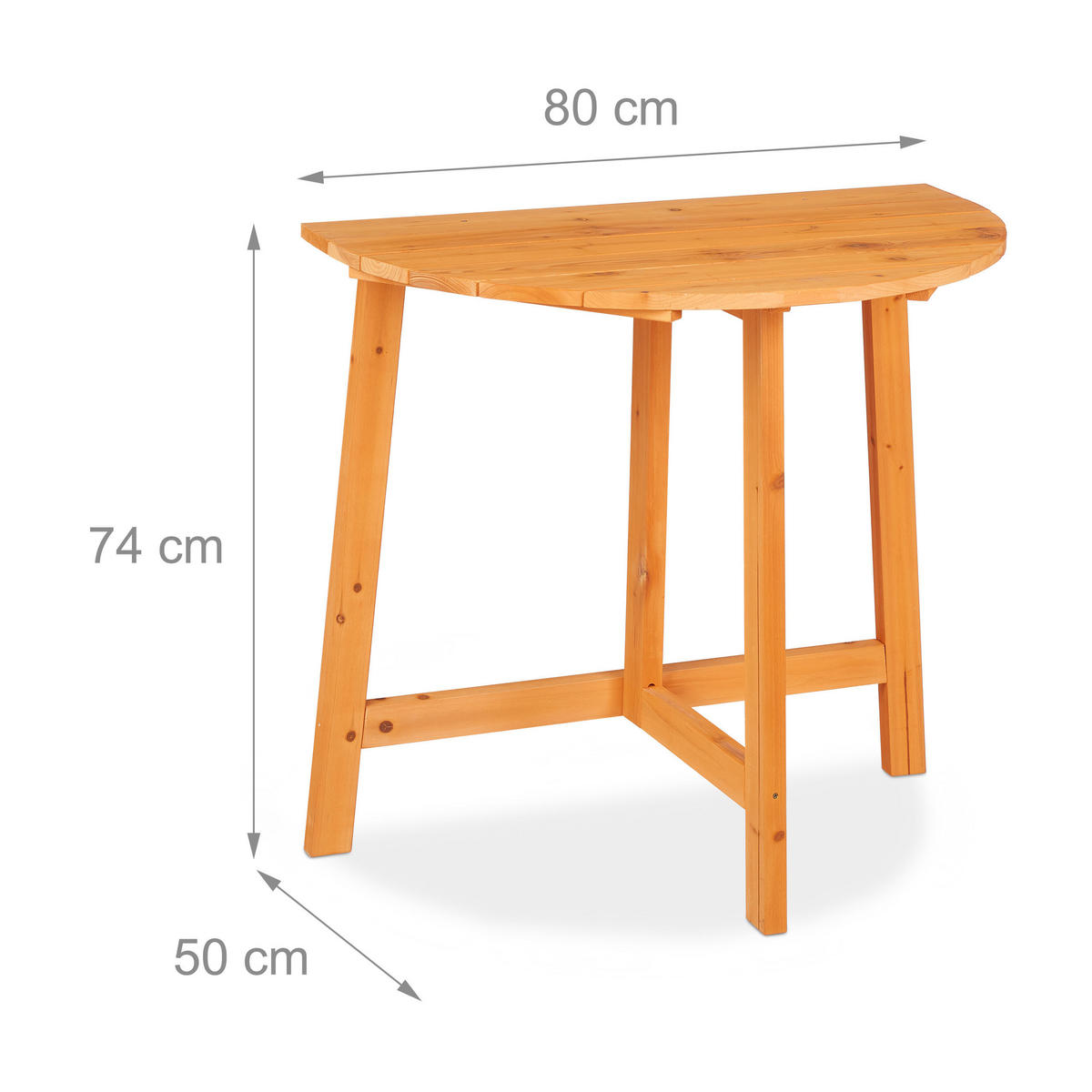 KLAPPTISCH - Hellbraun, Holz (50/80/74cm) - Relaxdays