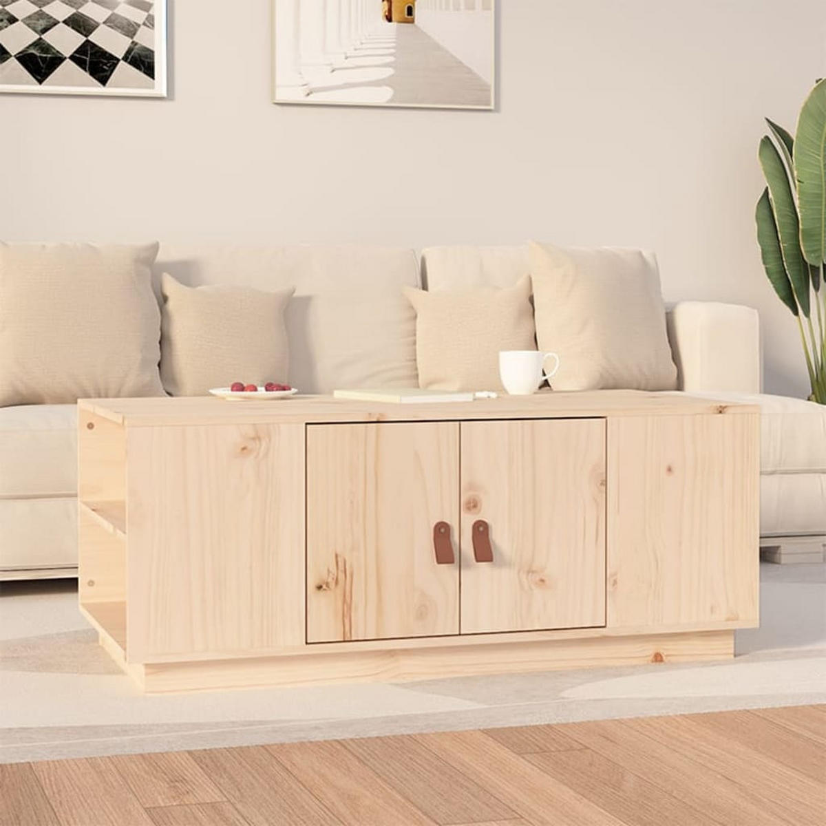 COUCHTISCH 100x50x41 cm Massivholz Kiefer - Hellbraun, Holz (100/50/41cm) - furnicato