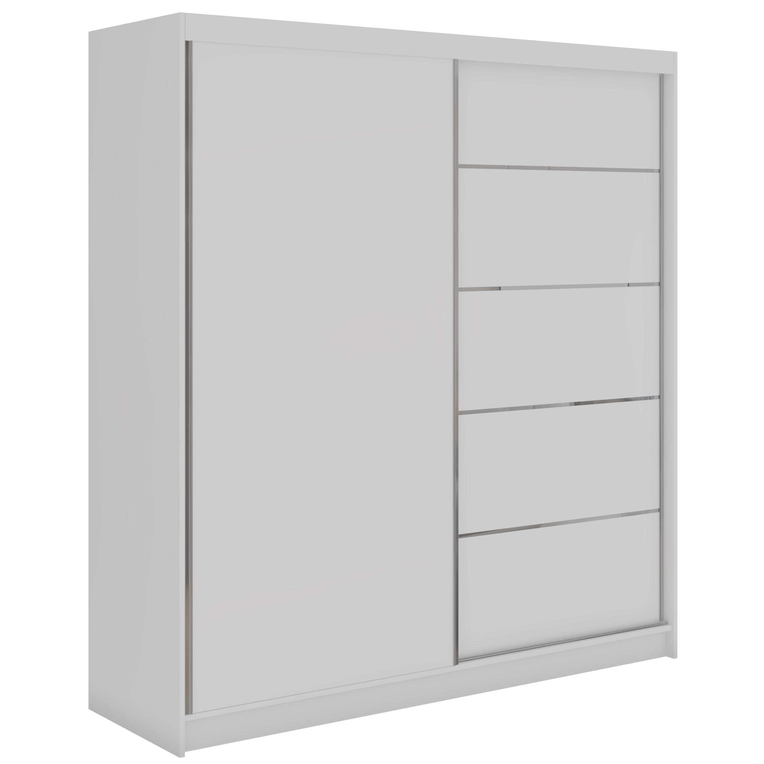 SCHWEBETÜRENSCHRANK 200 - MACEDONIA - Weiß - Alufarben/Weiß, Holzwerkstoff/Metall (200/216/61cm) - MKS