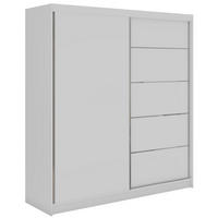 SCHWEBETÜRENSCHRANK 200 - MACEDONIA - Weiß - Alufarben/Weiß, Holzwerkstoff/Metall (200/216/61cm) - MKS