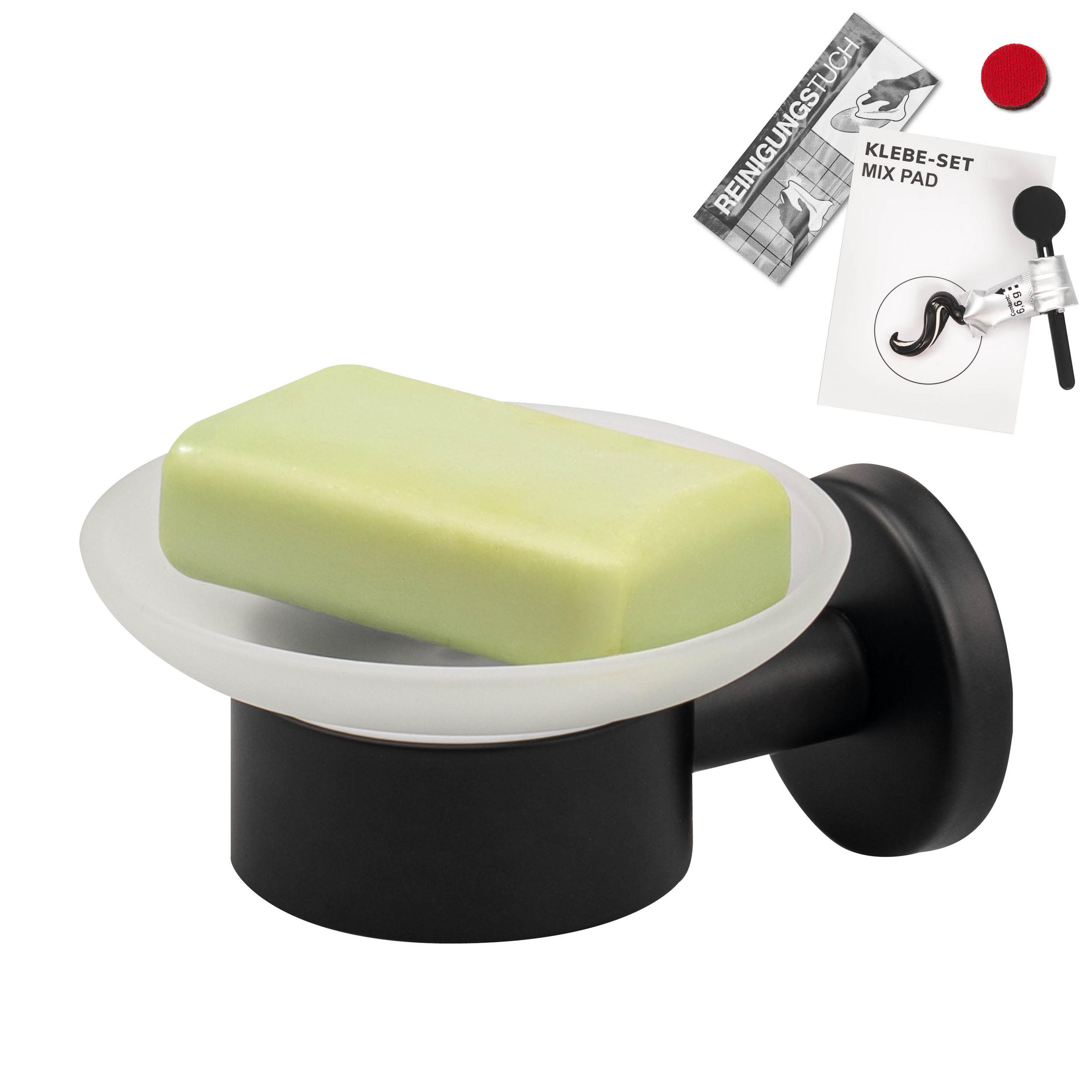 SEIFENSCHALE PIAZZA BLACK mit Kleber - Schwarz, Metall (11/6.5/13cm) - bremermann