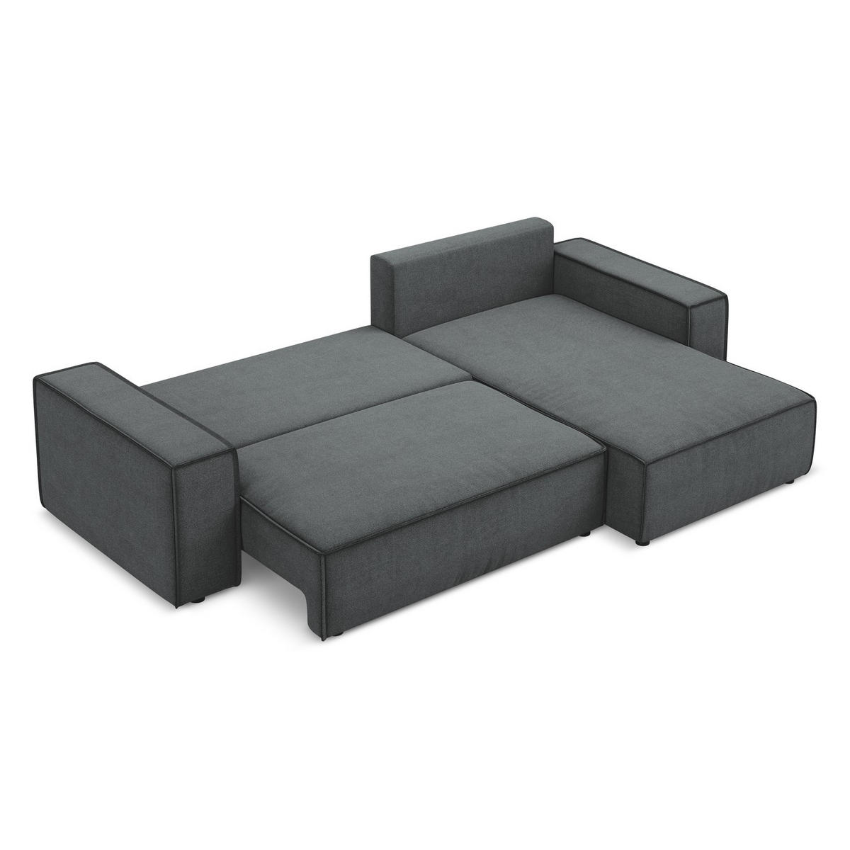 ECKSOFA mit Schlaffunktion Strukturstoff Stoff Grau - Schwarz/Grau, Kunststoff/Textil (290/185cm) - Makamii