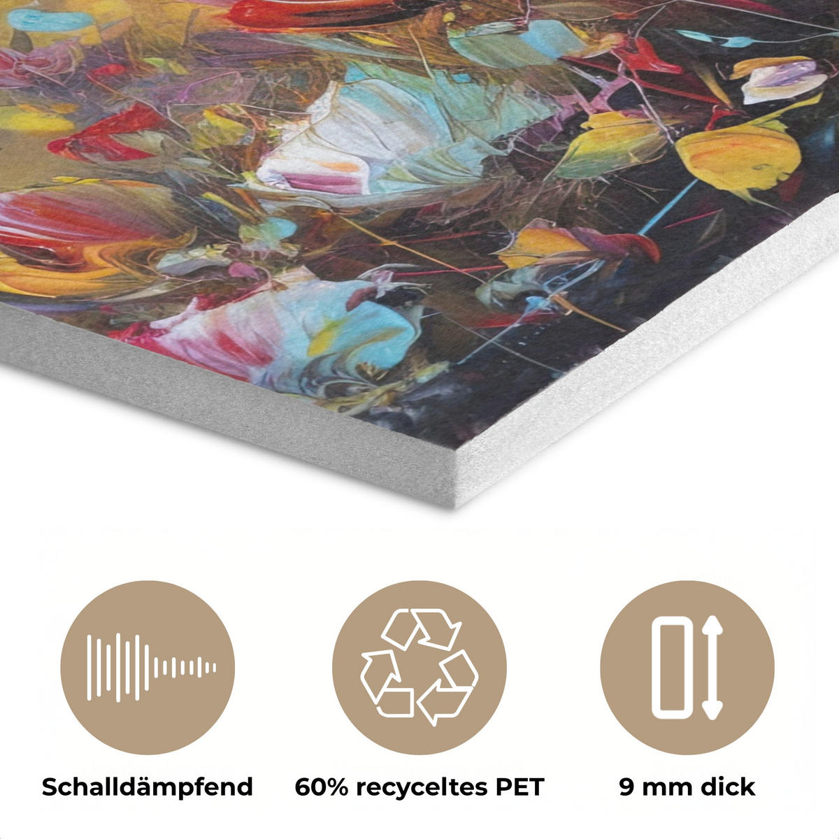AKUSTIKPANEEL Blumen - Kunst - Natur - Ölgemälde 90x90 cm - Multicolor, Textil (90/0.9/90cm) - MuchoWow