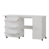 NÄHTISCH Carmen Weiß 148 x 75 cm mit 3 Regalfächer und Schrank - Weiß, Holzwerkstoff (50/148/75cm) - Vicco