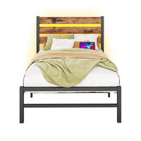 METALLBETT 90/200 cm Braun mit USB-Ladestation und LED-Bettrahmen - Braun, Metall (90/200cm) - Oxeza