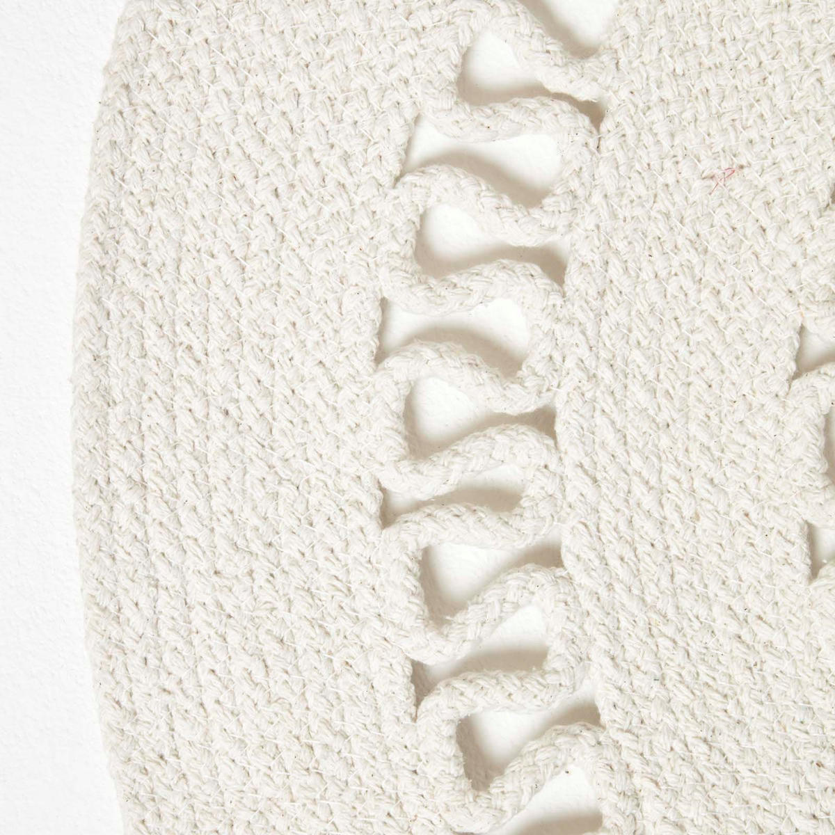 TEPPICH geflochten rund mit Häkel-Muster 70 cm - Creme, Textil (70/70cm) - Homescapes