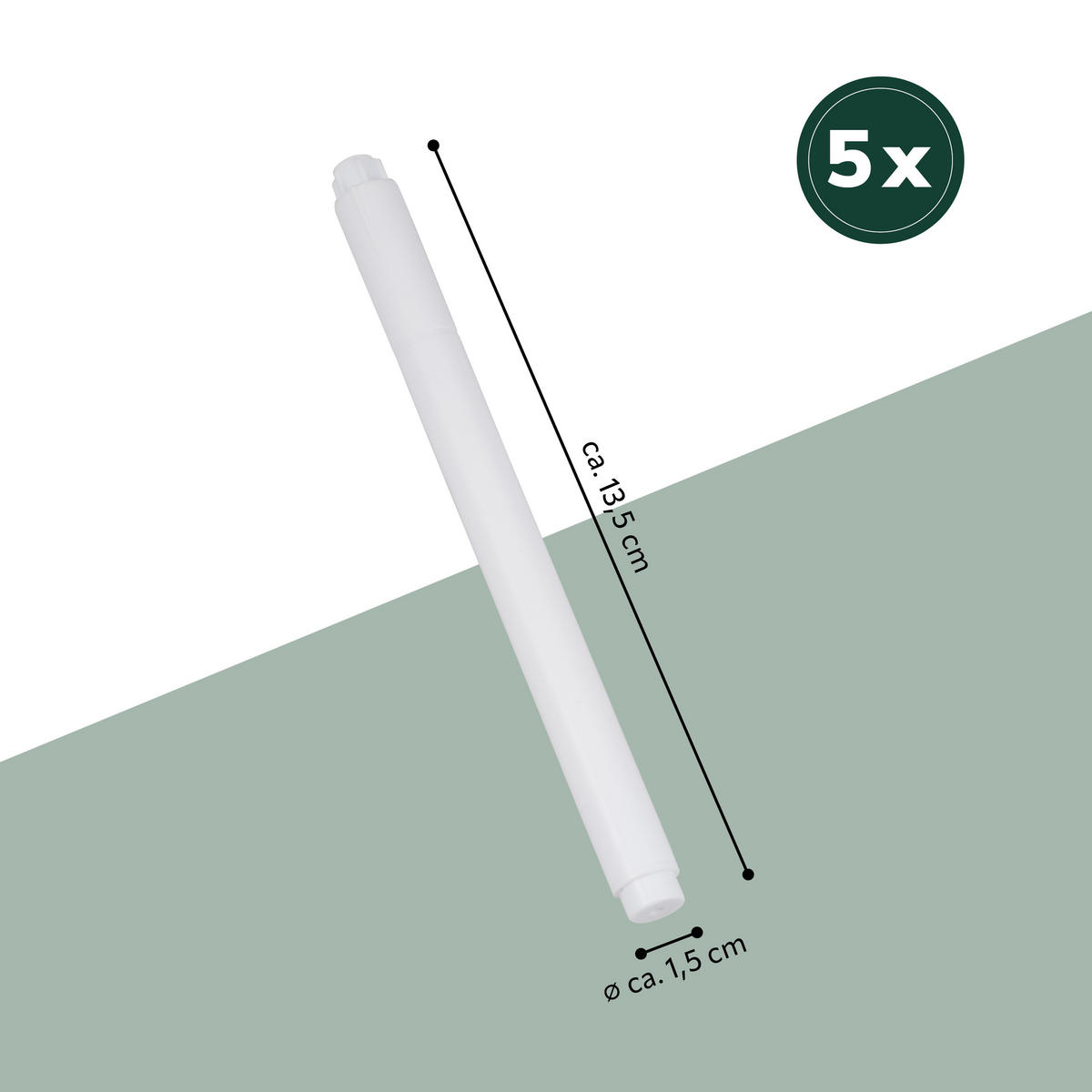 WHITEBOARDMARKER 5tlg. - Weiß, Kunststoff (1.5/13.5/1.5cm) - bremermann