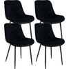 STUHL 4er Set Samt schwarz - Schwarz, Textil/Metall (53/82/60cm) - CLP